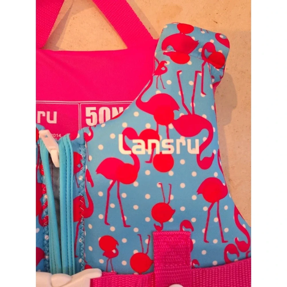 NEW Swim Vest Toddler Float Jacket Girls Swimming Jacket Flamingos Medium 4-6 yr